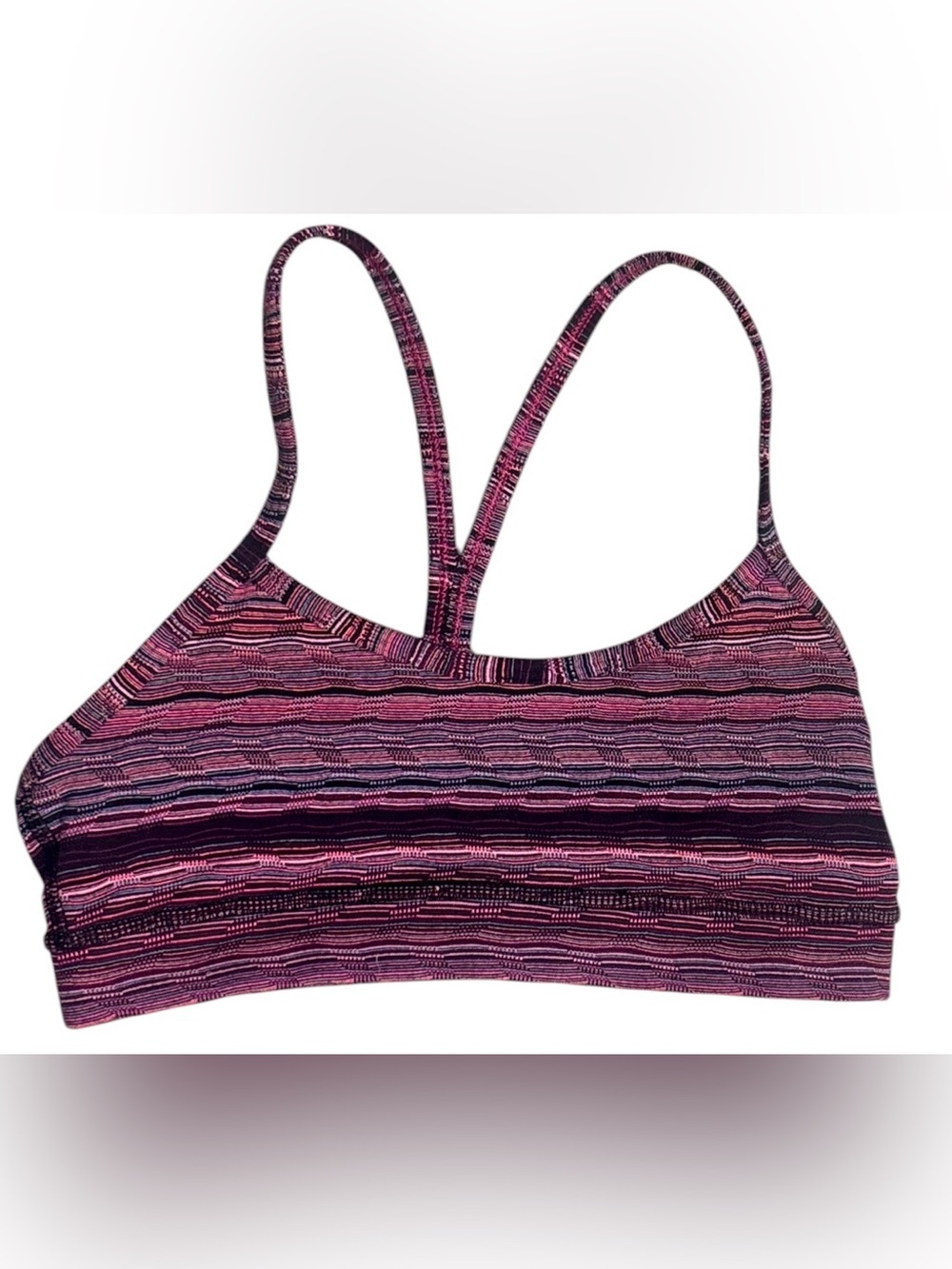 Lululemon Free To Be Bra Sea Stripe Pink Shell Black Size 2